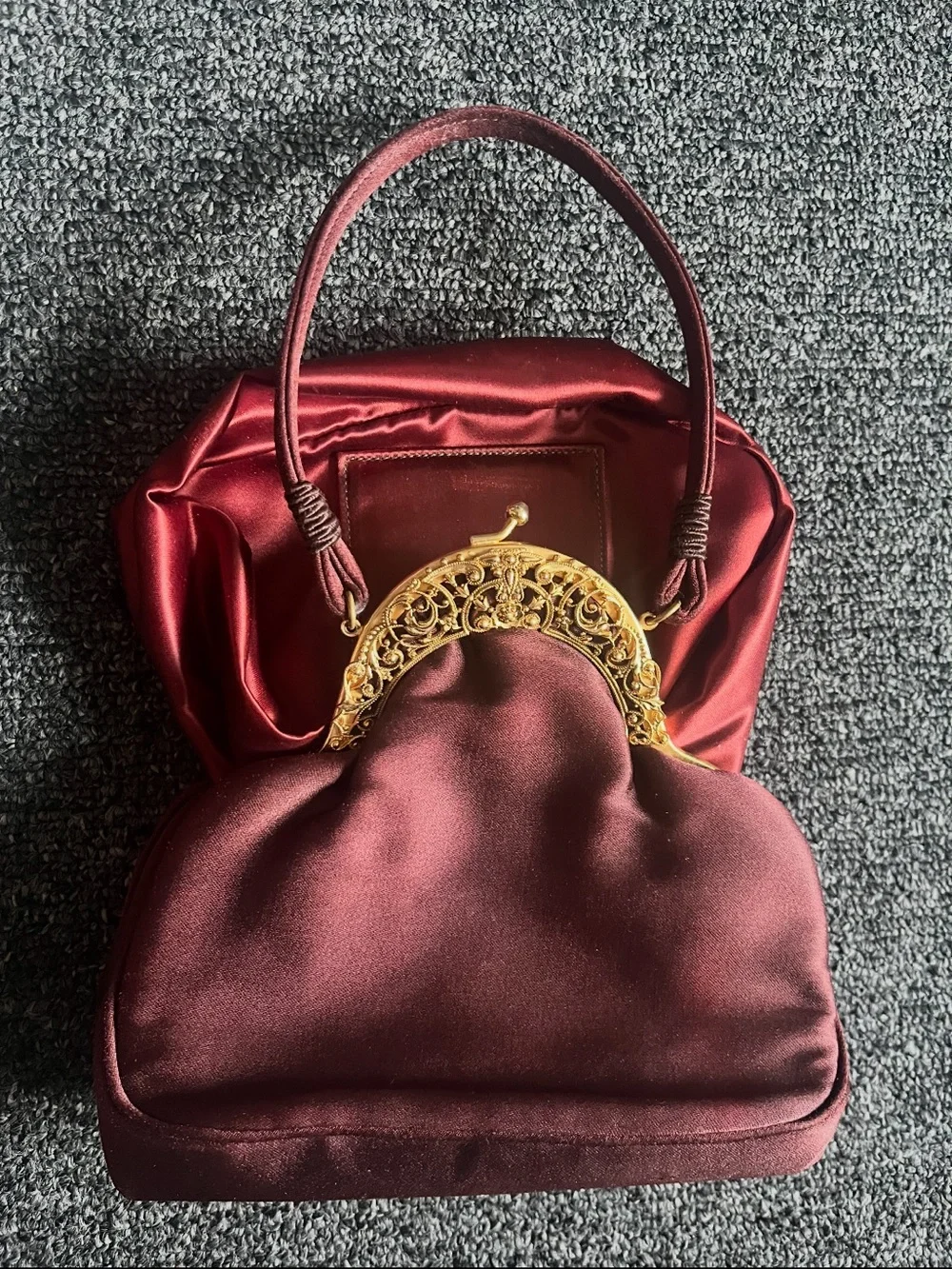 Vintage Rosenfeld Kiss-Lock Top-Handle Evening Bag Dark Cherry